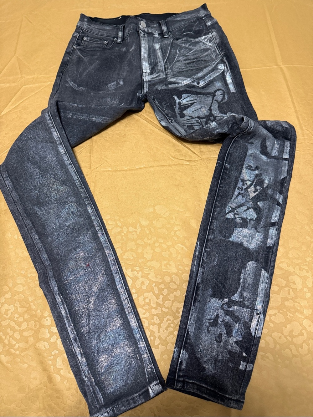 MNML Black Washed glitter Slim Jeans size 30